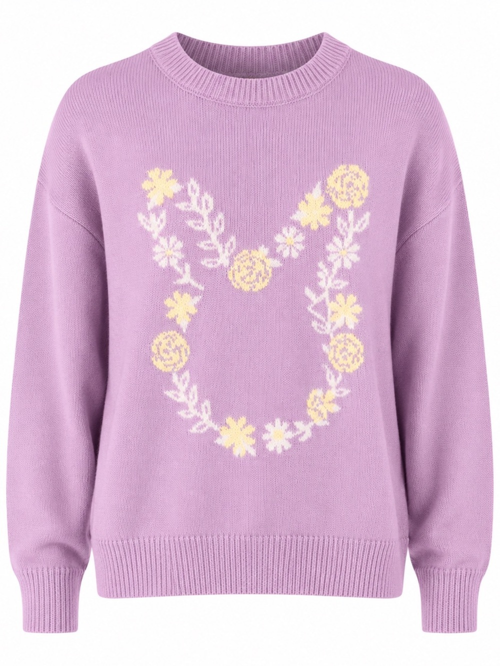 NWT Vince Camuto Lilac Floral Bunny Crewneck Sweater Women’s Medium Easter